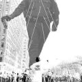 Lt John Pike pepper spraying cop as large balloon in Macy’s Day parade