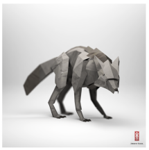 3D Origami Paper wolf
