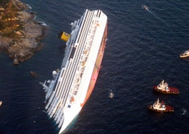 The Costa Concordia, off the west coast of Italy at Giglio island, on January 14, 2012. (Reuters/ Italian Guardia di Finanza)