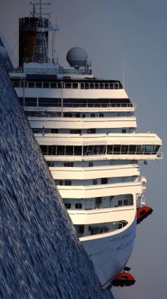 Costa Concordia tilted