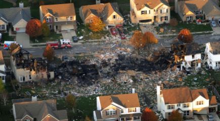 AFTER: Aerial image from Google Maps after homes were leveled from Explosion in Indianapolis.