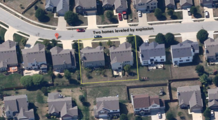BEFORE: Aerial image from Google Maps before homes were leveled from Explosion in Indianapolis.
