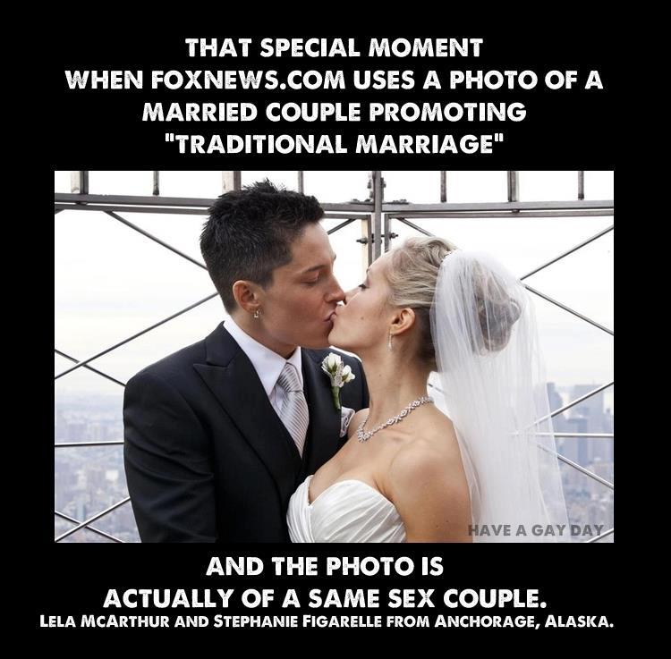 political humor FOX news FAIL used lesbian marriage as example of traditional marriage
