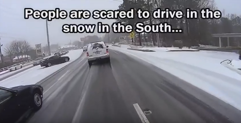 Driving in the snow: The North versus the South (video)