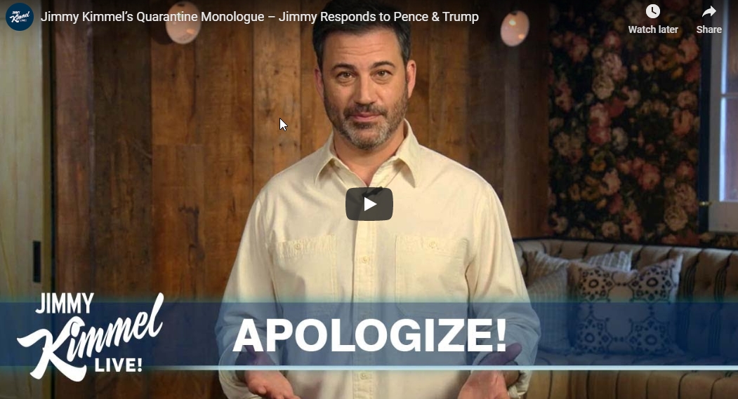 Jimmy Kimmel apologizes to Pence in a way only Jimmy Kimmel can do