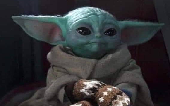Bernie Sanders as Grogu (Baby Yoda) from The Mandalorian